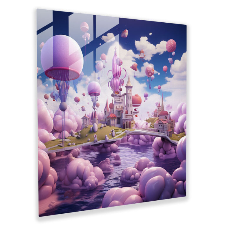 Purple Dream World Glass Print - Purple, Glass Wall Art, Surreal, Modern Art