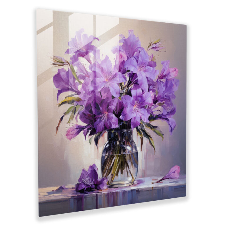 Purple Flower Bouquet Glass Print - Purple, Glass Wall Art, Glass Print, Modern Art