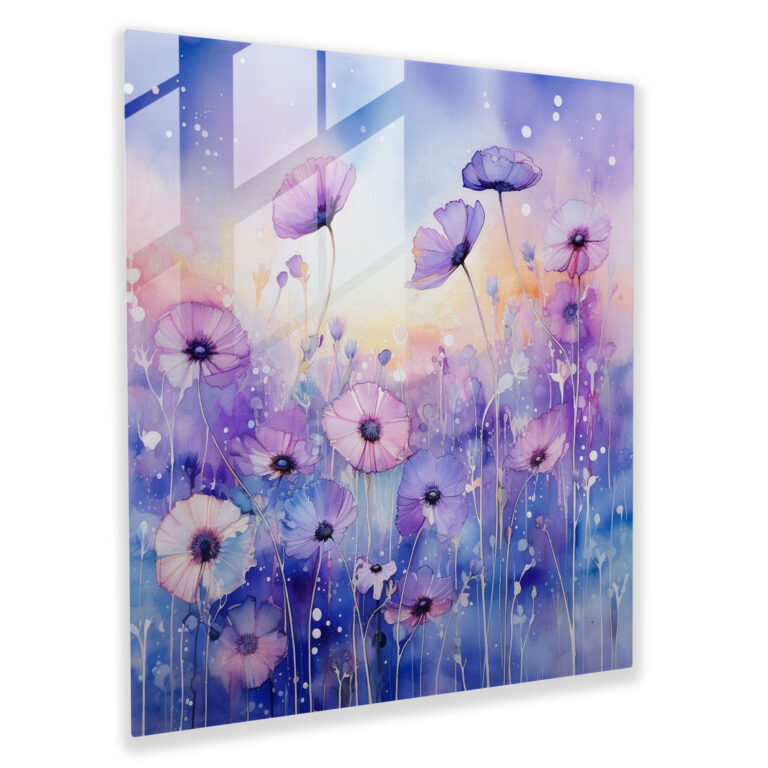 Purple Dreams Glass Print - Purple, Purple, Watercolor Painting, Modern Art