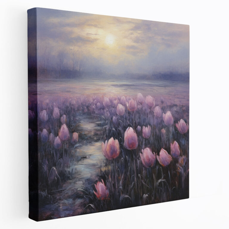 Purple Tulip Field Wall Art - Purple, Canvas Print, Wall Decoration, Canvas