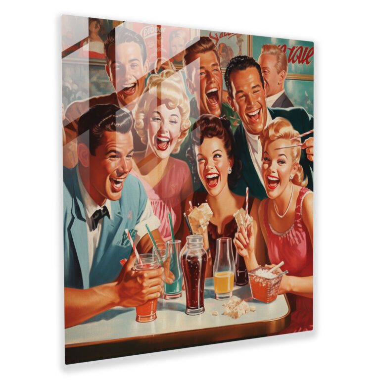 Vintage Soda Shop Glass Print - Retro, Vintage Poster, Modern Art, Soda Shop