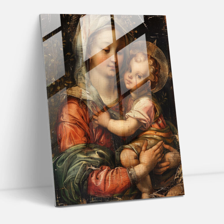 Raffaello Sanzio Home Decoration - Madonna And Child Glass Print - Raffaello Sanzio, Home Decoration, Glass Art, Wall Decoration