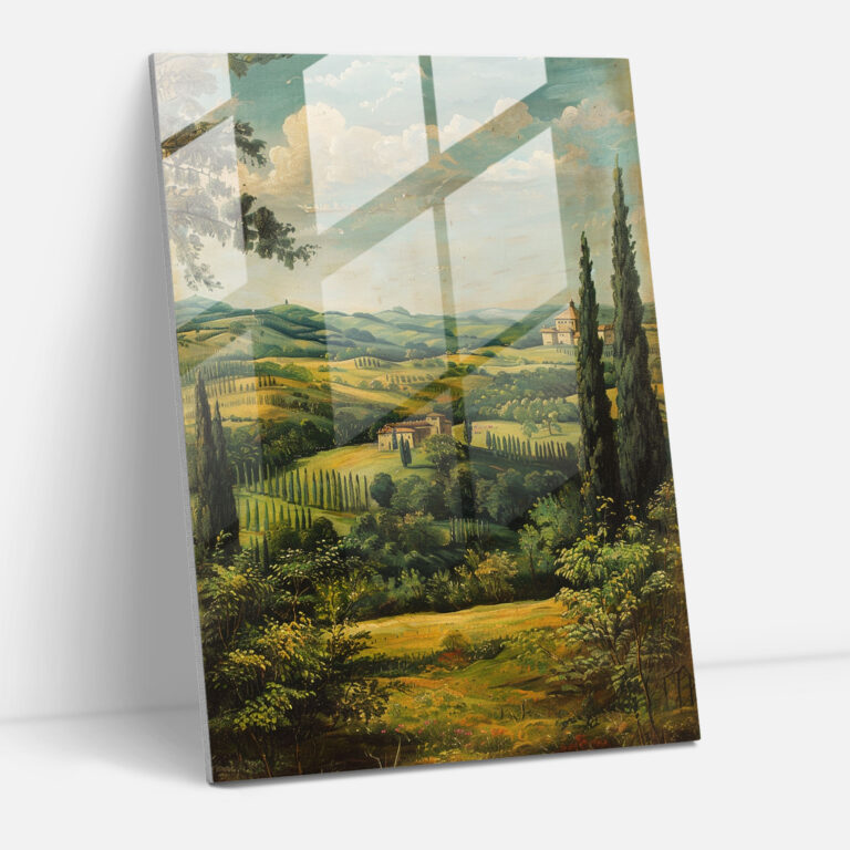 Raffaello Sanzio Glass Art - Serene Landscape Glass Print - Raffaello Sanzio, Wall Decoration, Glass Print, Raffaello Sanzio