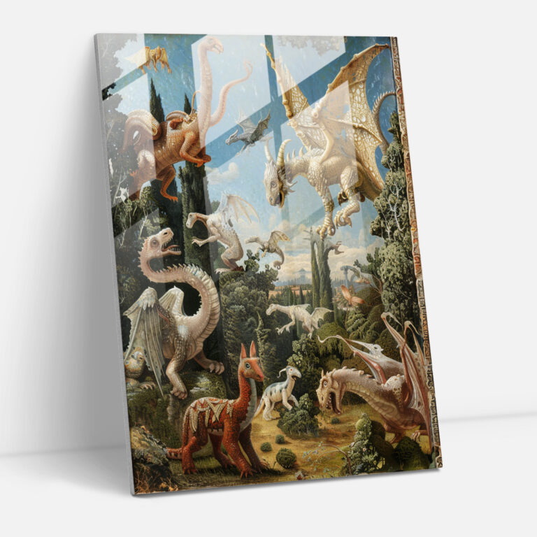 Fantastical Raffaello Sanzio Glass Wall Art - Raffaello Sanzio, Glass Wall Art, Creativity, Mythical Creatures
