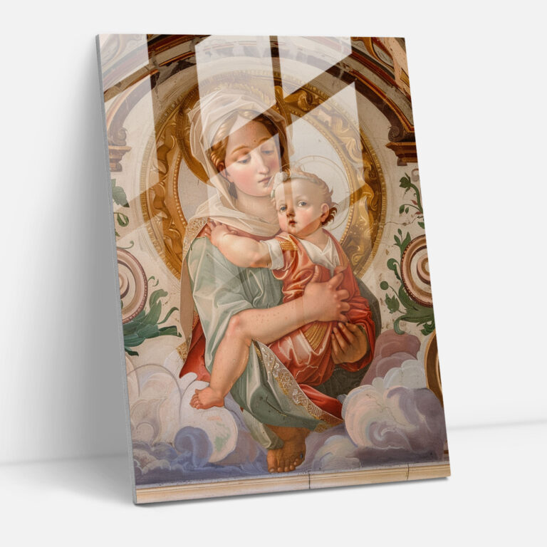 Raffaello Sanzio Glass Print: Madonna And Child - Raffaello Sanzio, Home Decoration, Glass Print, Glass Art