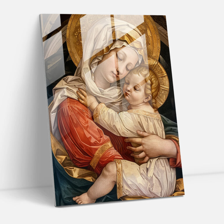 Raffaello Sanzio Glass Art Wall Decoration - Raffaello Sanzio, Wall Decoration, Glass Art, Madonna And Child Painting