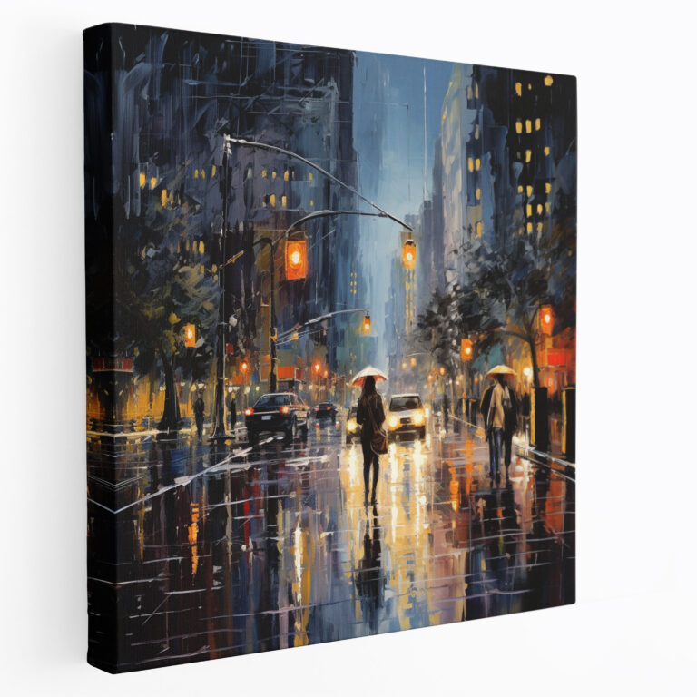 Glistening Rain Canvas Print Wall Decoration - Rain, Canvas Wall Art, Wall Art, City Street
