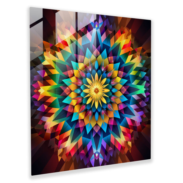 Rainbow Geometric Glass Print - Rainbow, Glass Wall Art, Rainbow, Home Decoration