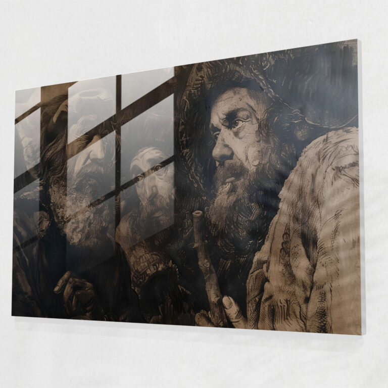 Rembrandt Glass Art - Detailed Etching And Shading - Rembrandt, Modern Art, Rembrandt, Glass Print