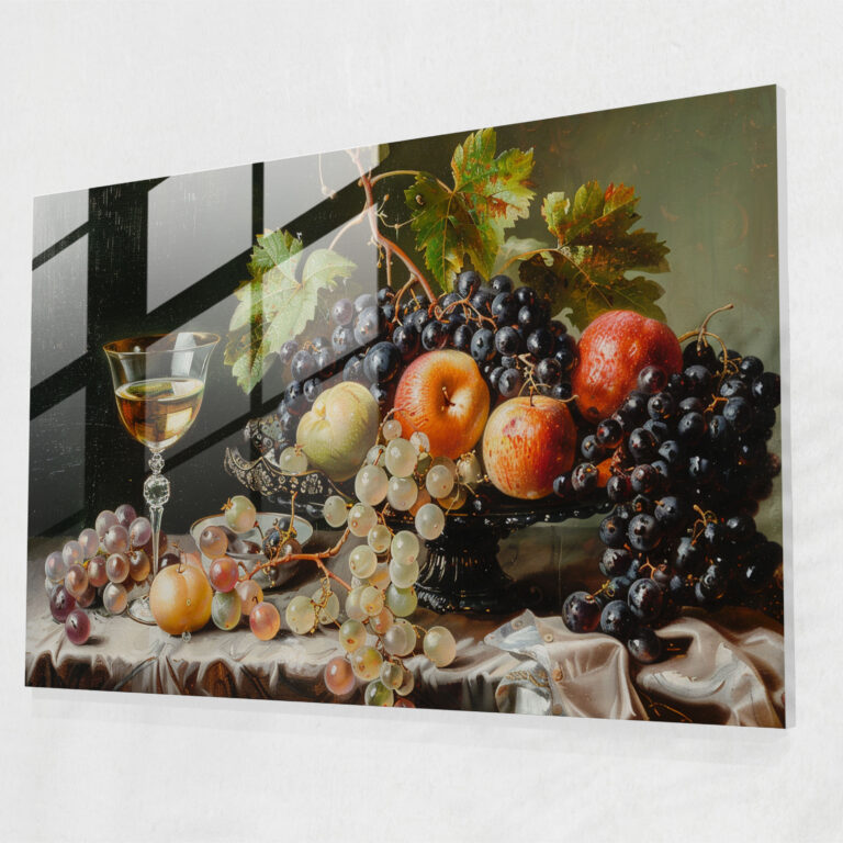 Rembrandt Glass Wall Art Still Life With Fruits - Rembrandt, Home Decoration, Glass Print, Rembrandt