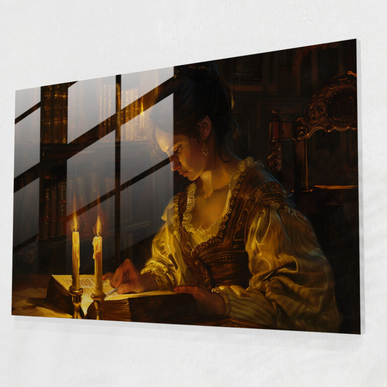 Rembrandt Glass Wall Art - Woman Reading By Candlelight - Rembrandt, Glass Wall Art, Reading, Modern Art