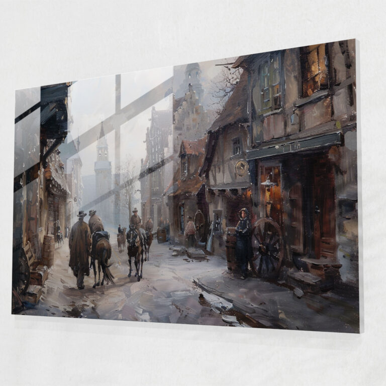 Rembrandt Glass Print - Charming Street Scene - Rembrandt, Modern Art, Rembrandt, Charming