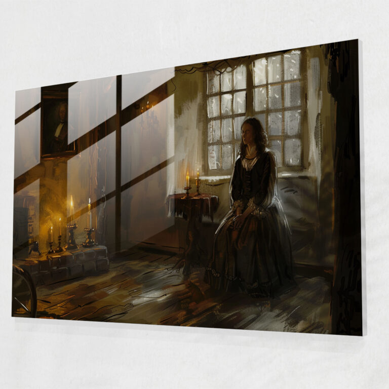 Glass Wall Art Rembrandt Candlelit Scene - Rembrandt, Rembrandt, Wall Decoration, Glass Art