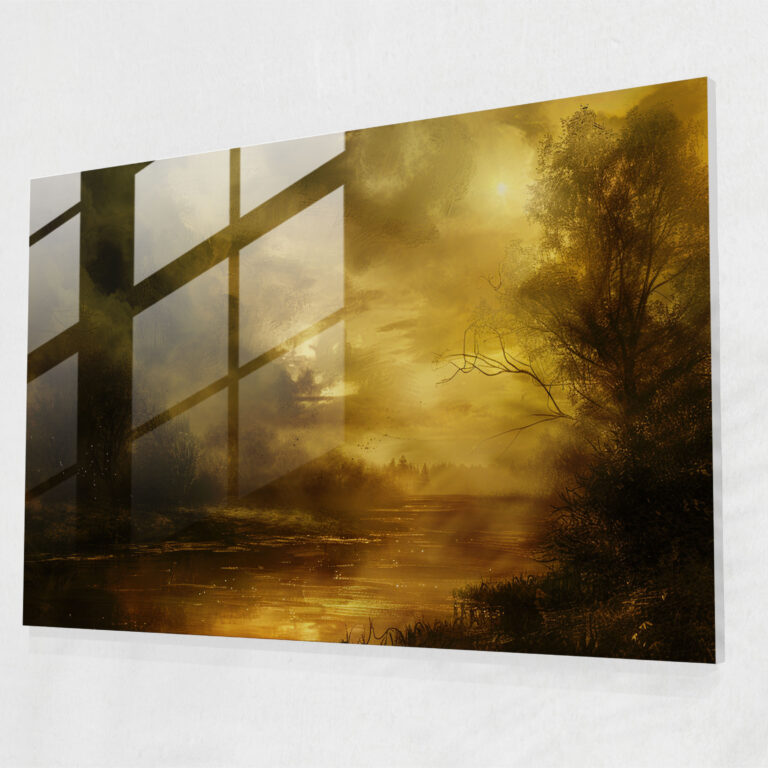 Rembrandt Glass Print Atmospheric Landscape - Rembrandt, Home Decoration, Modern Art, Glass Print