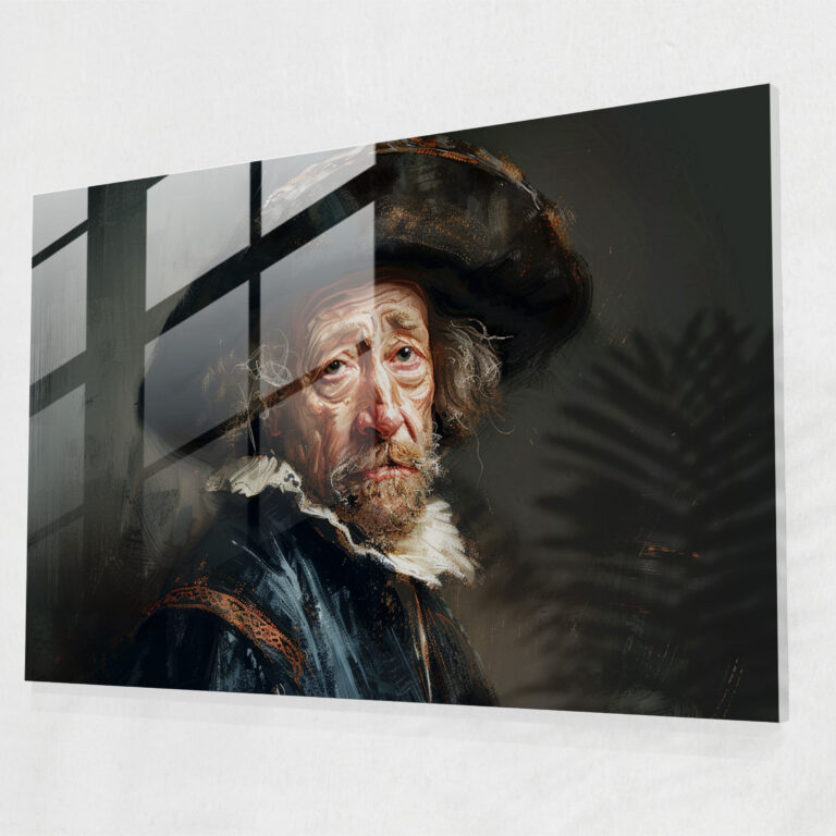 Glass Wall Art Emotional Portrait Rembrandt - Rembrandt, Wall Decoration, Rembrandt, Glass Art