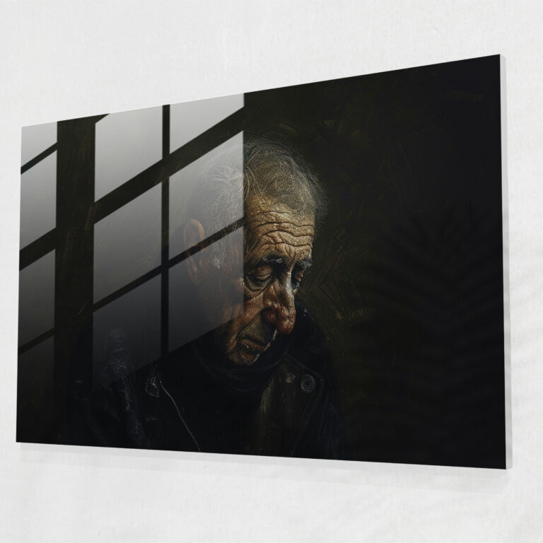 Rembrandt Glass Print - Moody Portrait - Rembrandt, Home Decoration, Glass Print, Modern Art