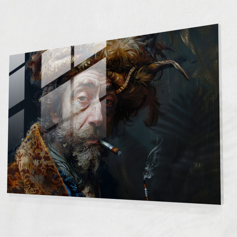 Rembrandt Home Decoration - Dramatic Self-Portrait - Rembrandt, Glass Art, Modern Art, Rembrandt