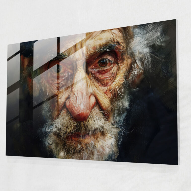 Rembrandt Glass Print - Expressive Portrait - Rembrandt, Glass Wall Art, Home Decoration, Modern Art