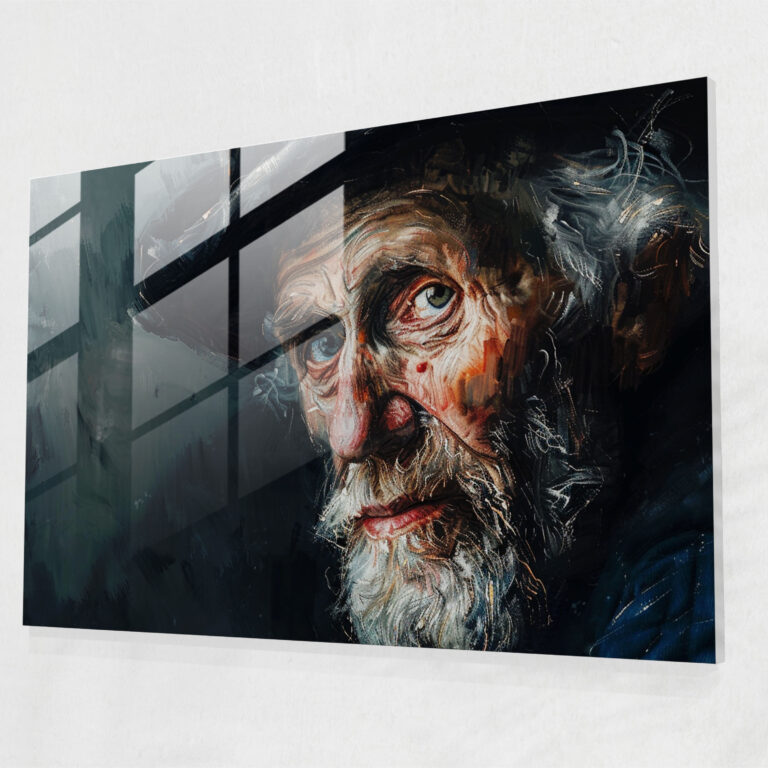 Rembrandt Home Decoration - Expressive Elder Portrait - Rembrandt, Home Decoration, Glass Wall Art, Glass Print