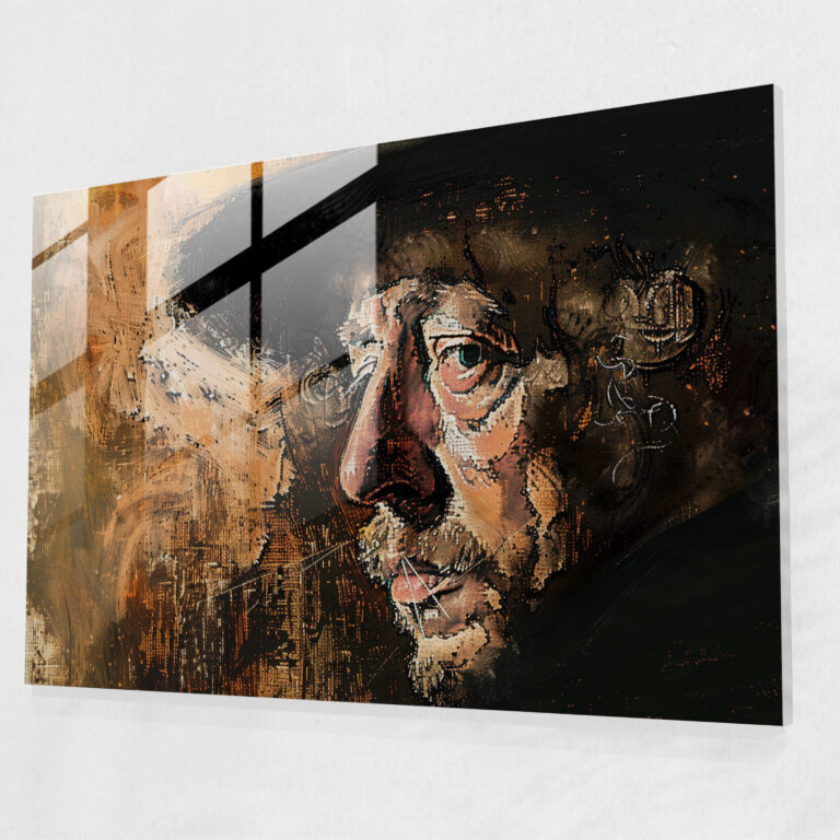 Rembrandt Glass Print - Self-Portrait - Rembrandt, Modern Art, Glass Art, Glass Print