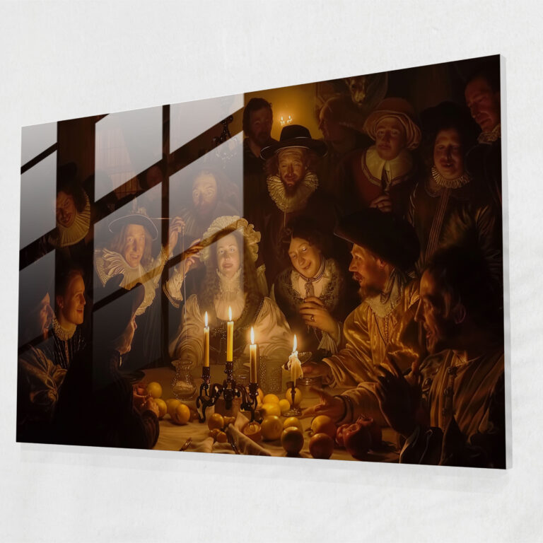 Rembrandt Glass Wall Art: Candlelit Gathering - Rembrandt, Glass Wall Art, Gathering, Rembrandt