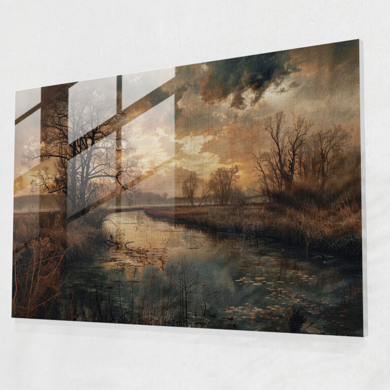 Rembrandt Glass Print: Sunset Landscape - Rembrandt, Landscape, Glass Print, Wall Decoration