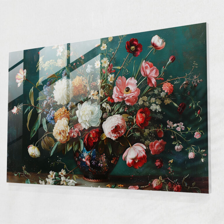 Rembrandt Glass Print: Floral Still Life - Rembrandt, Wall Decoration, Rembrandt, Glass Print