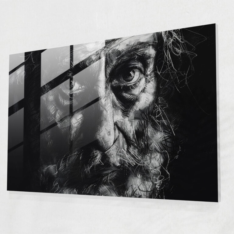 Rembrandt Glass Art - Intense Self Portrait - Rembrandt, Wall Decoration, Self-Portrait, Intense Expression