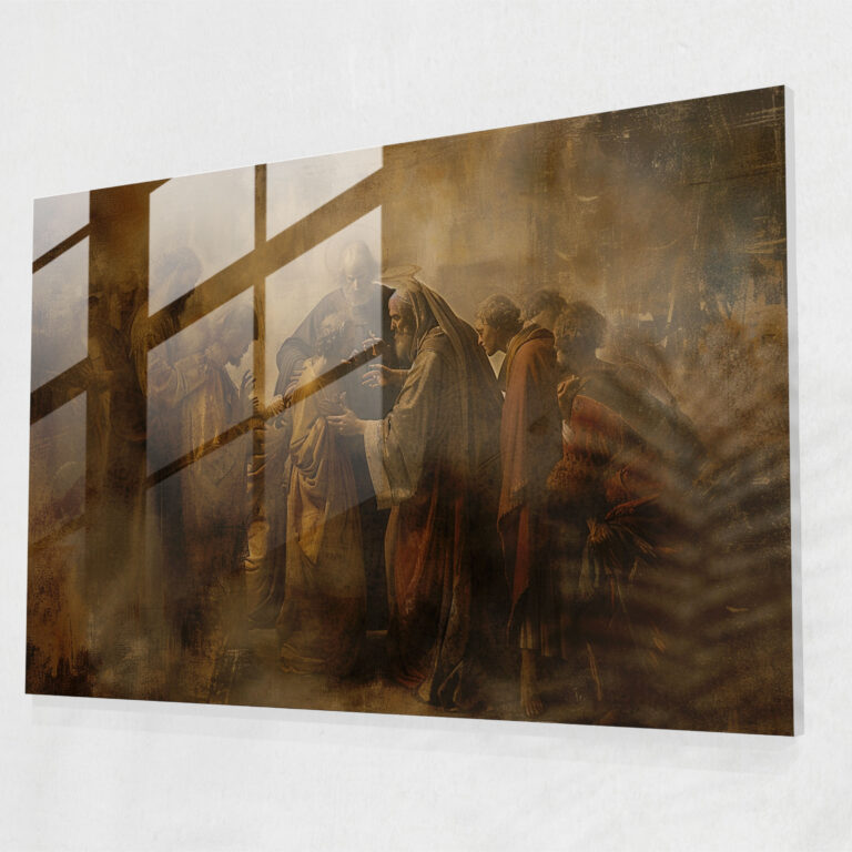 Rembrandt Modern Art - Muted Biblical Scene - Rembrandt, Glass Print, Wall Decoration, Glass Art