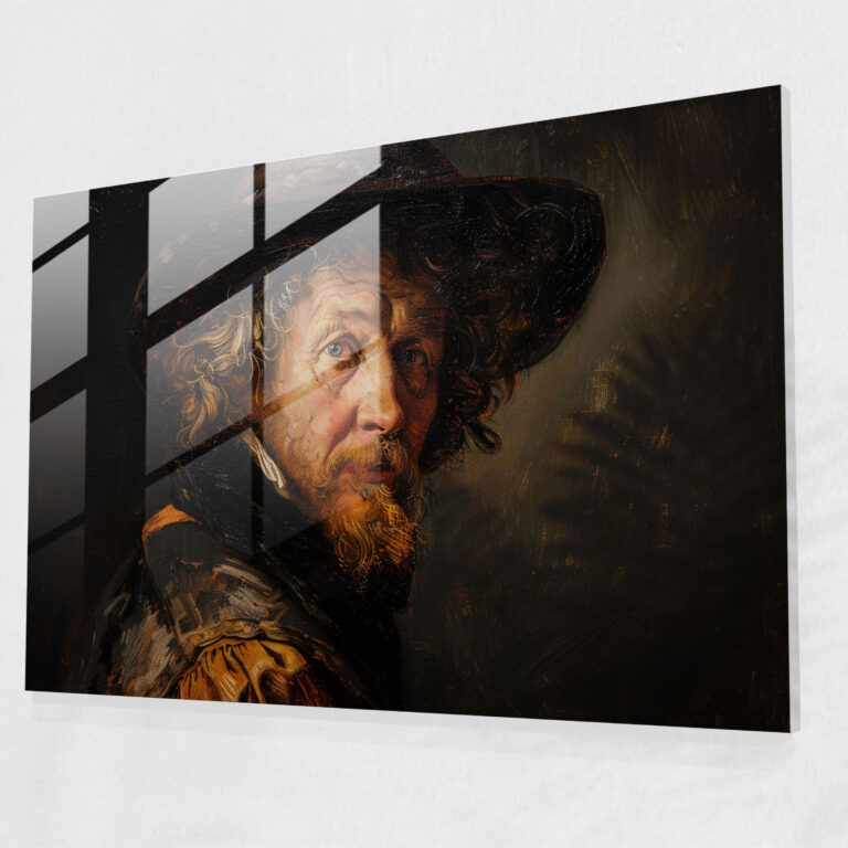 Rembrandt Glass Art - Self Portrait - Rembrandt, Rembrandt, Wall Decoration, Glass Art