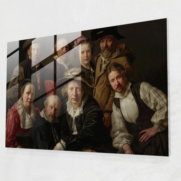 Rembrandt Glass Wall Art - Group Portrait - Rembrandt, Rembrandt, Dynamic Composition, Sophisticated Decor
