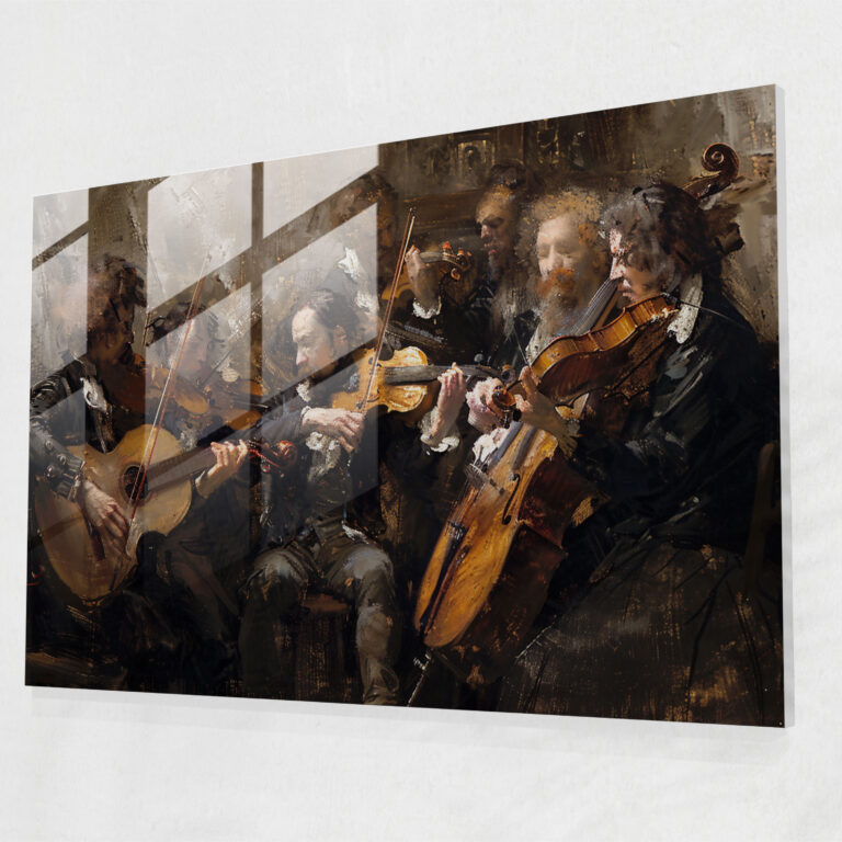 Rembrandt Glass Art Wall Decoration - Rembrandt, Rembrandt, Glass Art, Instruments