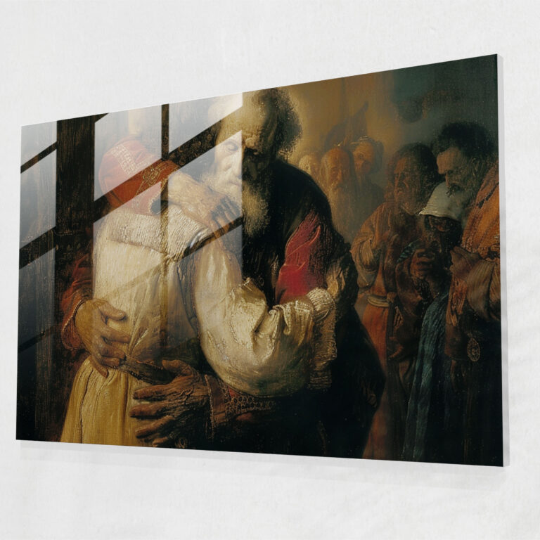 Rembrandt Glass Wall Art - Return Of The Prodigal Son - Rembrandt, Spiritual Decor, Reflection, Glass Wall Art