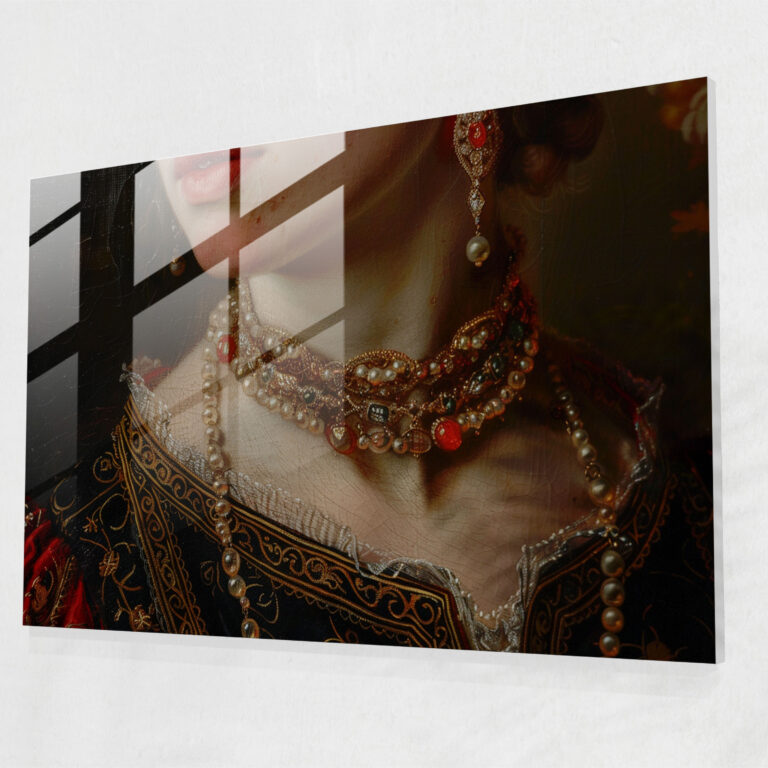 Rembrandt Glass Print - Portrait Of A Woman With Jewelry - Rembrandt, Portrait, Rembrandt, Art