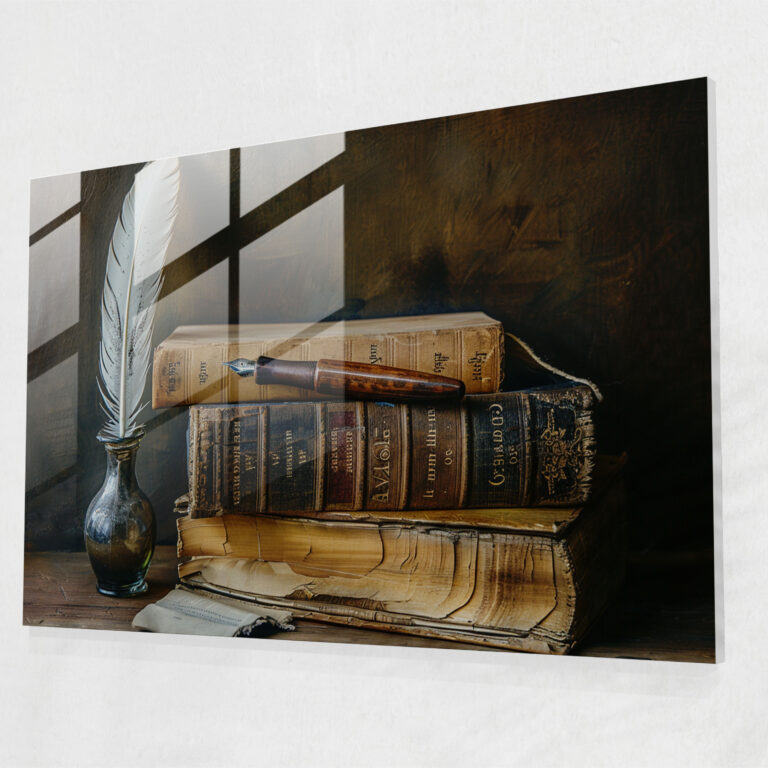 Rembrandt Glass Print - Still Life Of Books - Rembrandt, Wall Decoration, Still Life, Rembrandt