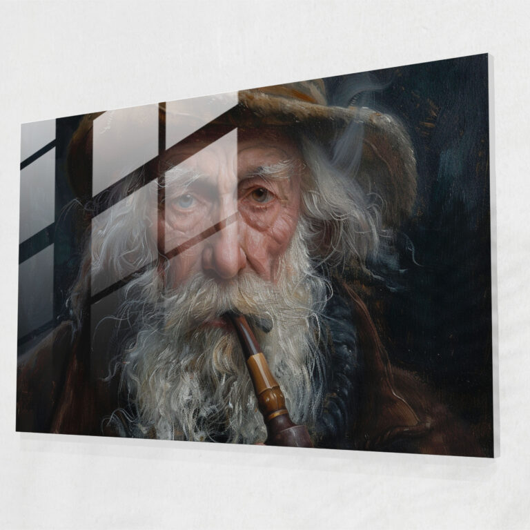 Rembrandt Glass Wall Art - Portrait Of An Old Man With A Pipe - Rembrandt, Art, Portrait, Glass Wall Art