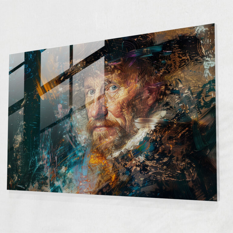 Rembrandt Glass Print Portrait - Rembrandt, Wall Decoration, Home Decoration, Glass Art