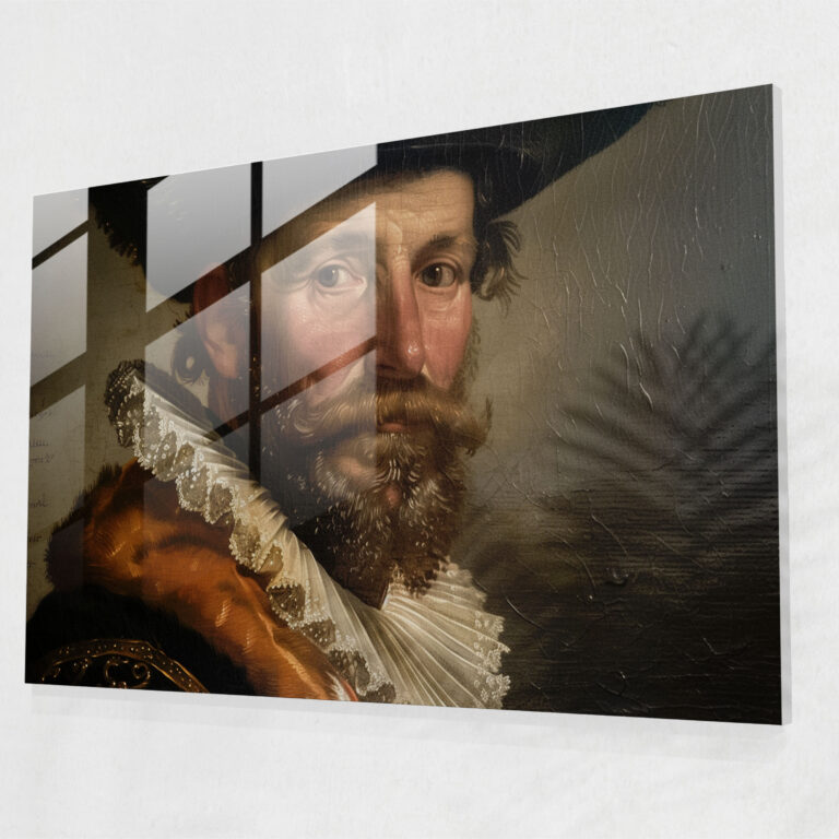 Rembrandt Glass Art Home Decoration - Rembrandt, Historical Portrait, Regal Pose, Nobleman