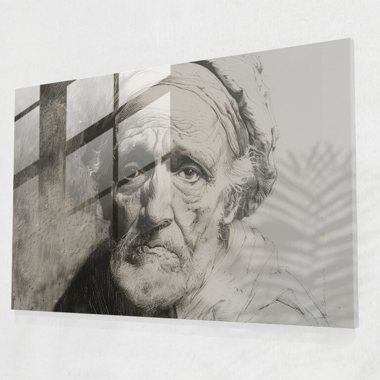 Rembrandt Modern Art - Detailed Etching Of Elderly Man - Rembrandt, Modern Art, Glass Print, Rembrandt