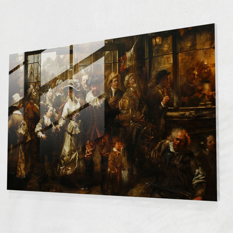 Rembrandt Glass Wall Art - Lively Genre Painting - Rembrandt, Home Decoration, Rembrandt, Glass Art