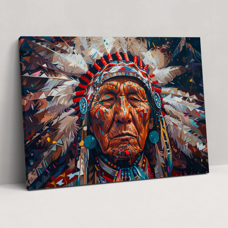 Realism Native American Chief Canvas Print - Realism, Canvas Wall Art, Canvas Print, Home Decoration