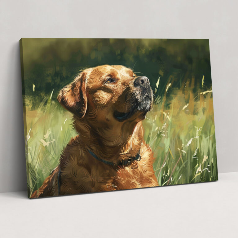 Realism Wall Art - Dog In Meadow - Realism, Wall Art, Canvas Wall Art, Home Decoration