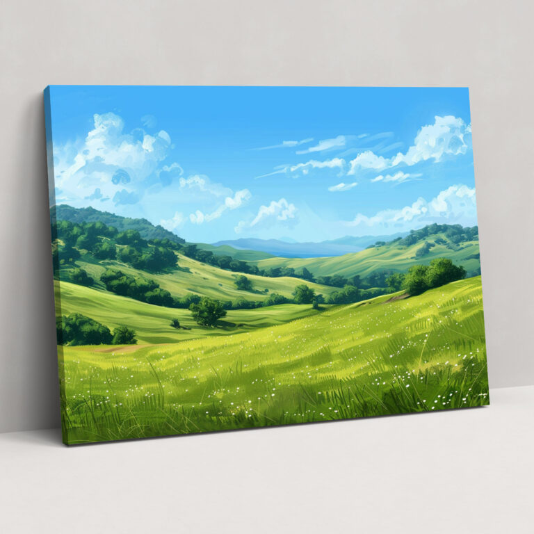 Realism Canvas Print: Rolling Hills Landscape - Realism, Canvas Print, Wall Art, Canvas