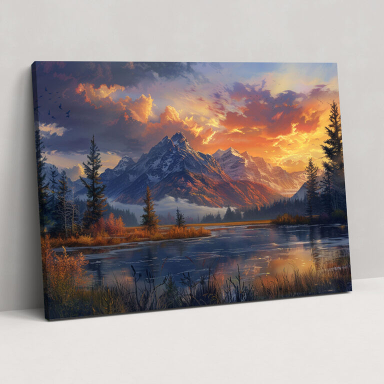 Realism Canvas Print Wall Art - Outdoor Landscape Sunrise And Mountains - Realism, Sunrise, Nature, Wall Decoration