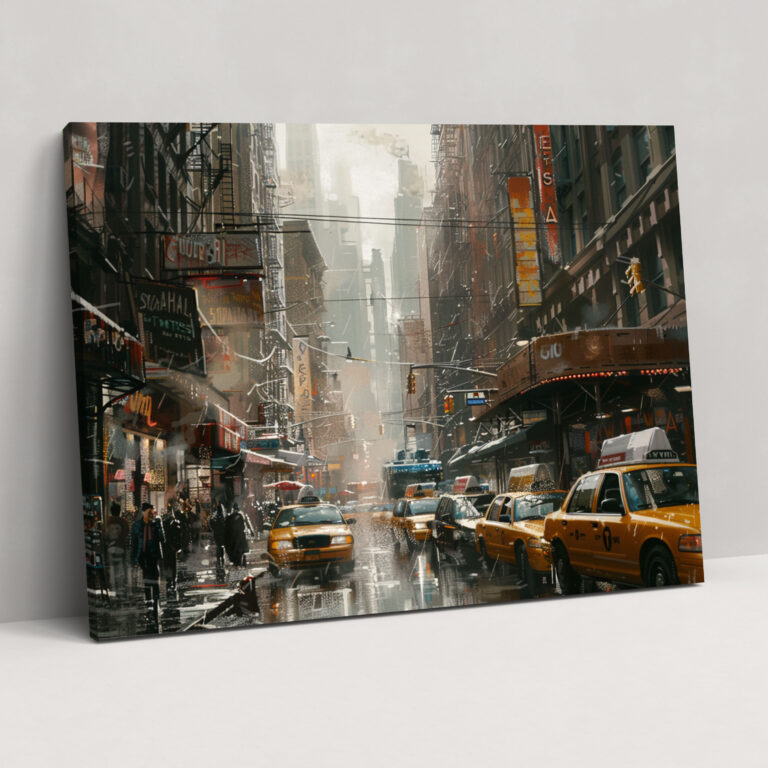 Realism Canvas Print Wall Art - Bustling City Street View - Realism, Street View, Canvas Print, Wall Art