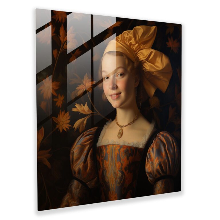 Renaissance Glass Print - Mysterious Portrait - Renaissance, Modern Art, Portrait, Mysterious Smile