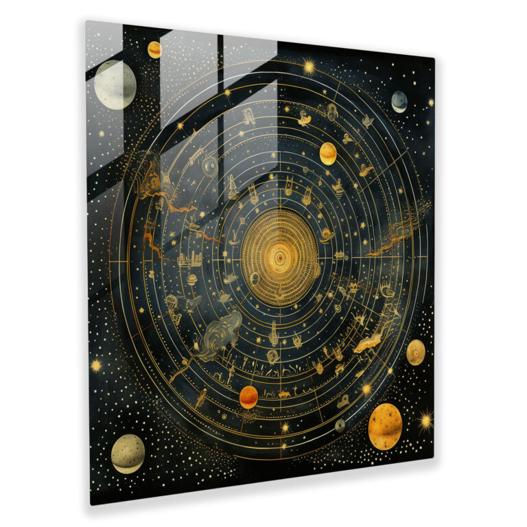 Renaissance Celestial Glass Print - Renaissance, Wall Decoration, Celestial Map, Universe