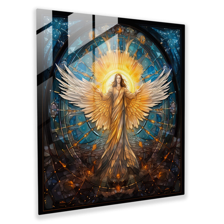 Renaissance Celestial Glass Print - Renaissance, Heavenly Light, Etched Stained Glass, Glass Art