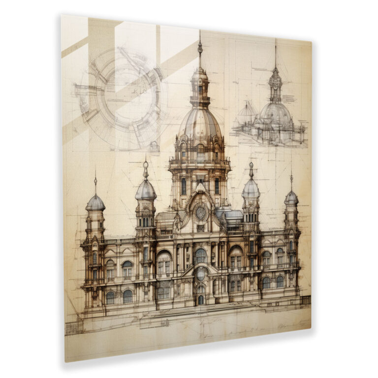 Renaissance Palace Glass Print - Renaissance, Glass Wall Art, Glass Art, Renaissance Architecture