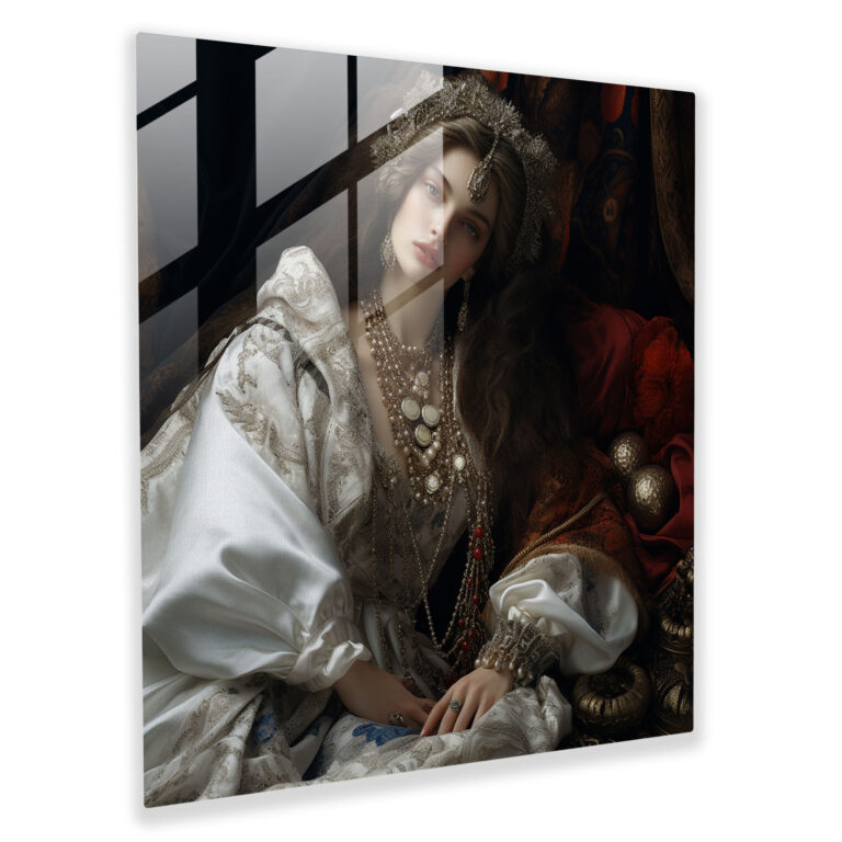 Renaissance Noblewoman Glass Print - Renaissance, Modern Art, Renaissance Masterpiece, Wall Decoration